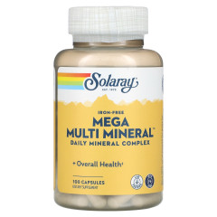 Solaray, Mega Multi Mineral, комплекс мікроелементів, без заліза, 100 капсул