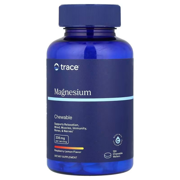 Магний жевательный, Magnesium Chewable, Trace Minerals Research, со вкусом малины и лимона, 120 жевательных таблеток