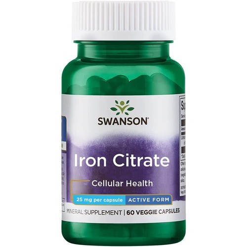 Цитрат железа 25 мг Swanson (Iron Citrate) 60 капсул