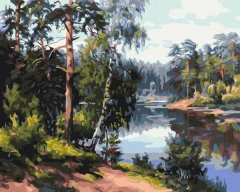 Картина за номерами Мальовниче озеро в лісі  Brushme 48x60
