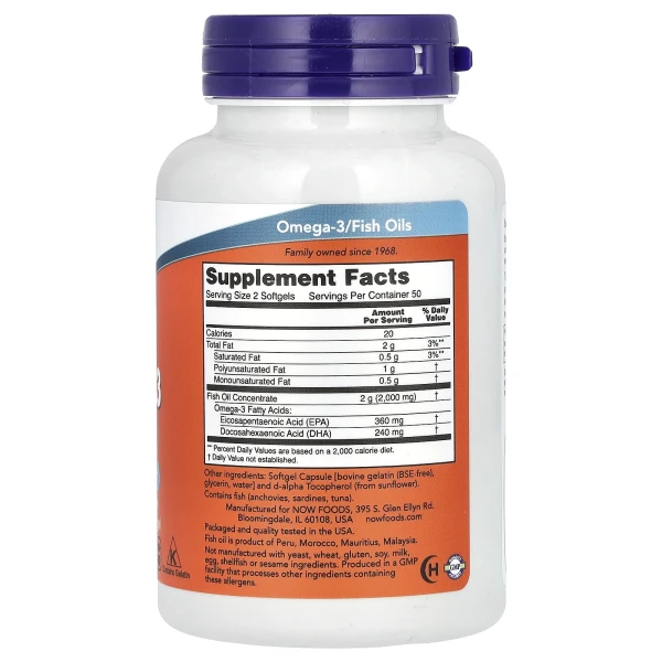 Риб’ячий жир з омега-3 NOW Foods (Omega-3) 1000 мг 100 капсул