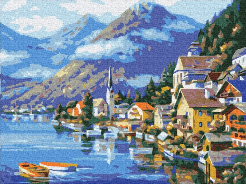 Преміум картина за номерами Селище у підніжжя гори Brushme 40x50