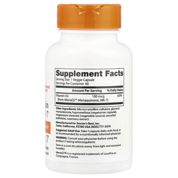 Вітамін К2 МК-7 Doctor's Best (Vitamin K2) 100 мкг 60 капсул