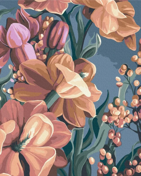 Картина за номерами Стилізована матіола Диптих 2 © Yana Biluhina  Brushme 40x50