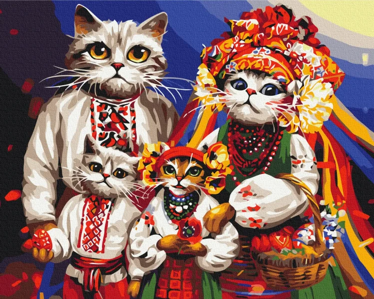 Картина за номерами Котяча сім'я © Маріанна Пащук  Brushme 40x50