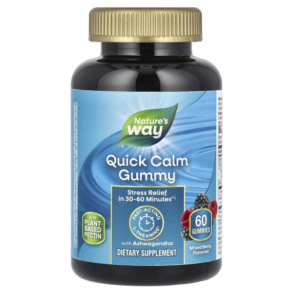 Успокаивающий комплекс Nature's Way (Quick Calm Gummy) 60 жевательных конфет с ягодным вкусом