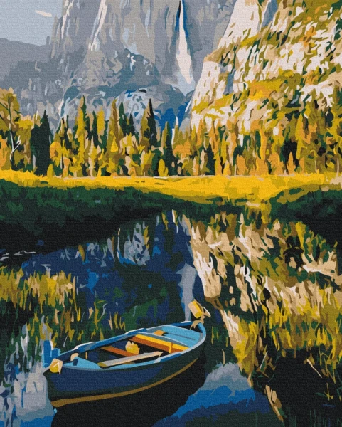 Картина по номерам Лодка среди гор 40x50 Brushme
