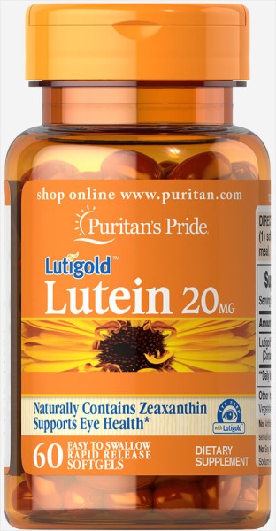 Лютеин для зрения с зеаксантином Puritan's Pride (Lutein with Zeaxanthin) 20 мг 60 капсул