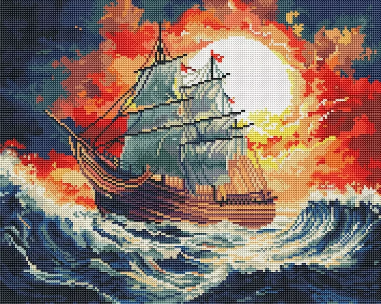 Алмазна мозаїка Шторм на заході сонця 40x50 Brushme