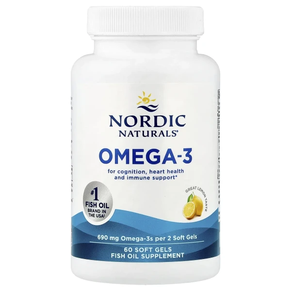 Омега-3 кислоти Nordic Naturals (Omega-3) 690 мг 60 капсул зі смаком лимона