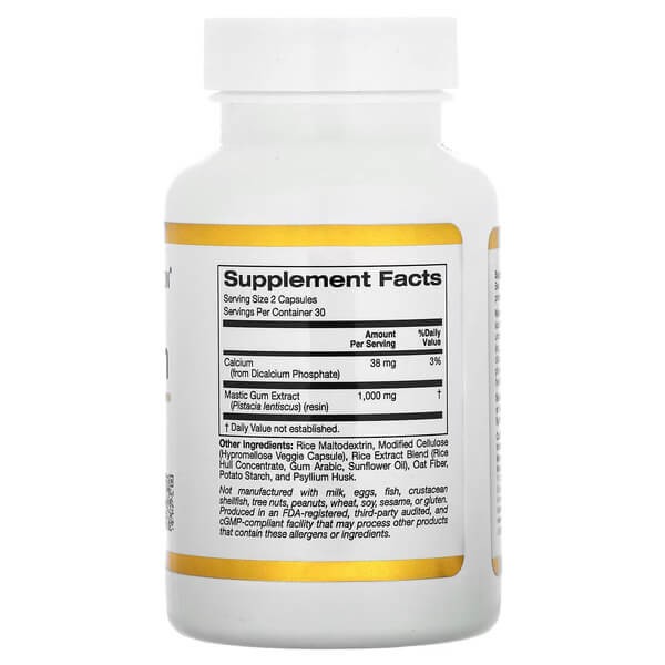 Мастичная смола 500 мг California Gold Nutrition (Mastic Gum) 60 вегетарианских капсул
