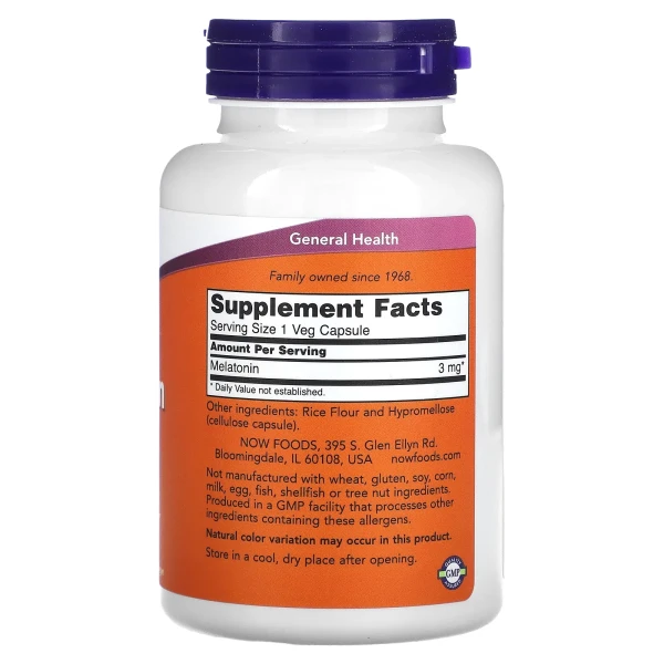 Мелатонін NOW Foods (Melatonin) 3 мг 180 вегетаріанських капсул