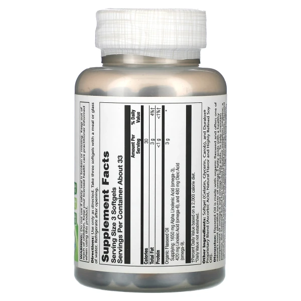 Льняное масло Solaray (Flaxseed Oil) 1000 мг 100 капсул