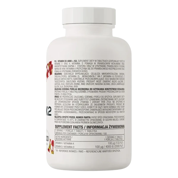 Витамин D3 Ostrovit 4000+K2 Vitamin D3 4000+K2 100 таблеток
