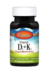 Витамин D3 и К2, Vitamin D3 + K2, Carlson, 60 вегетарианских капсул