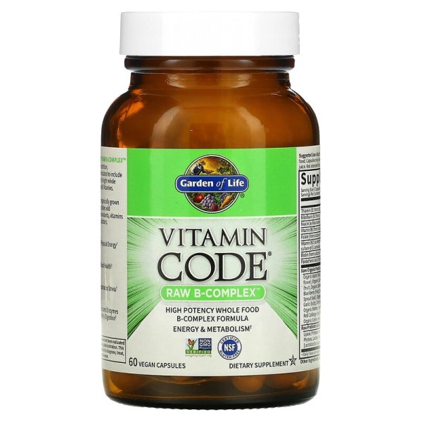 RAW B-комплекс Garden of Life (Vitamin Code) 60 веганських капсул