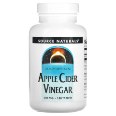 Яблучний cідровий оцет Source Naturals (Apple Cider Vinegar) 500 мг 180 таблеток