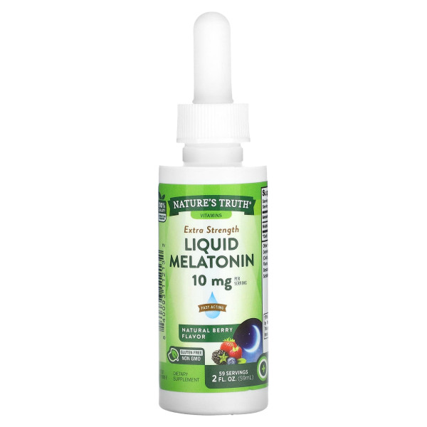 Мелатонін, Liquid Melatonin, Nature's Truth, рідкий, смак ягід, 10 мг, 59 мл