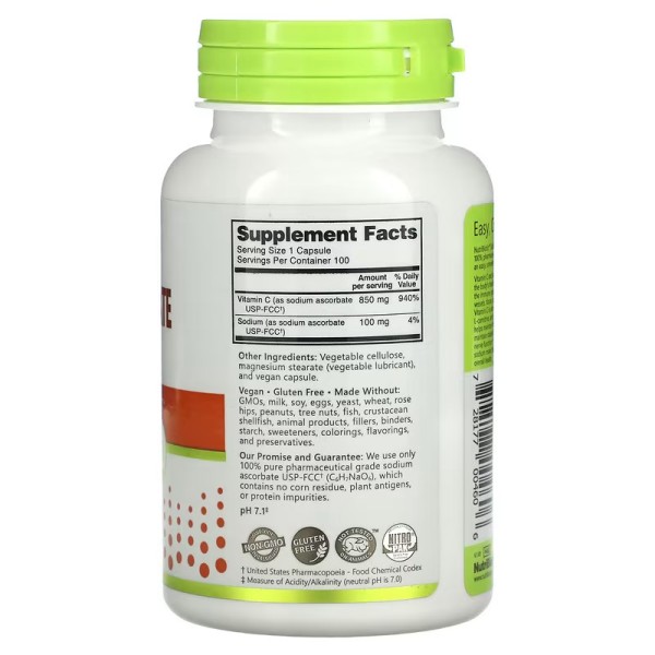Аскорбат натрію NutriBiotic (Sodium Ascorbate) 100 капсул