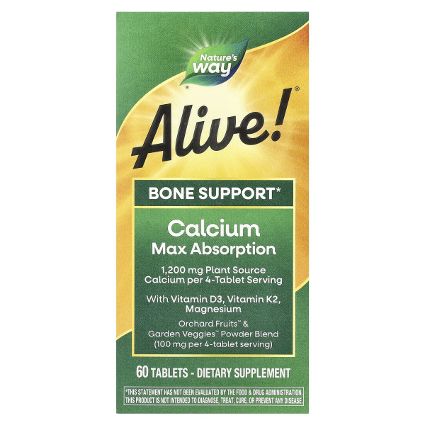 Кальций для костей максимального усвоения Nature's Way (Calcium Max absorption Bone Support) 1200 мг 60 таблеток