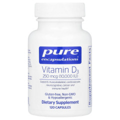 Вітамін D3 Pure Encapsulations (Vitamin D3) 250 мкг (10 000 МО) 120 капсул