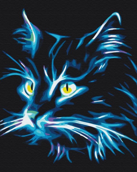 Премиум картина по номерам Неоновый кот 40 х 50 Brushme