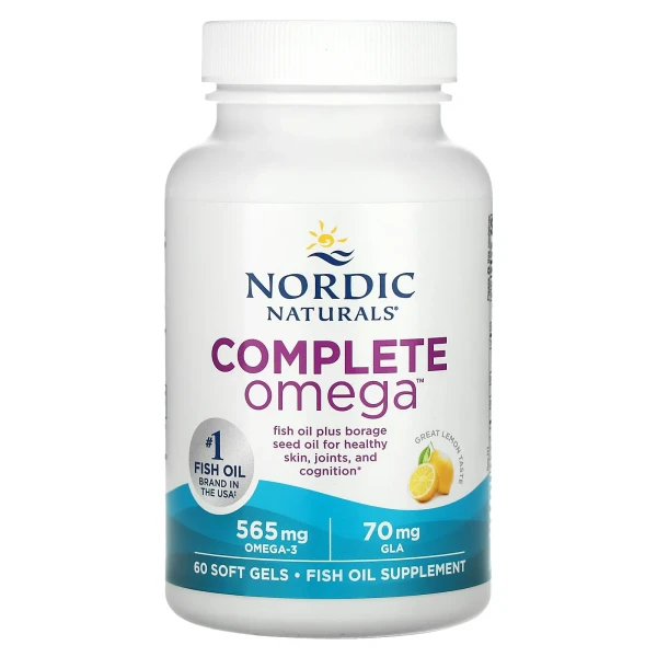Nordic Naturals, Complete Omega, лимон, 60 капсул