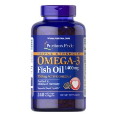 Омега-3 потрійної сили 1400 мг Puritan's Pride (Triple Strength Omega-3) 240 рідких капсул