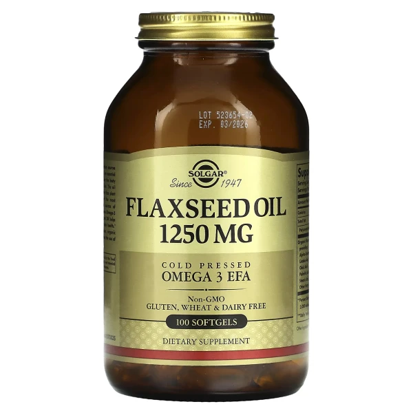 Лляна олія Solgar (flaxseed oil) 1250 мг 100 капсул