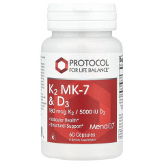 Вітаміни K2 (MK-7) та D3 Protocol for Life Balance (K2 MK-7 &amp; D3) 60 капсул
