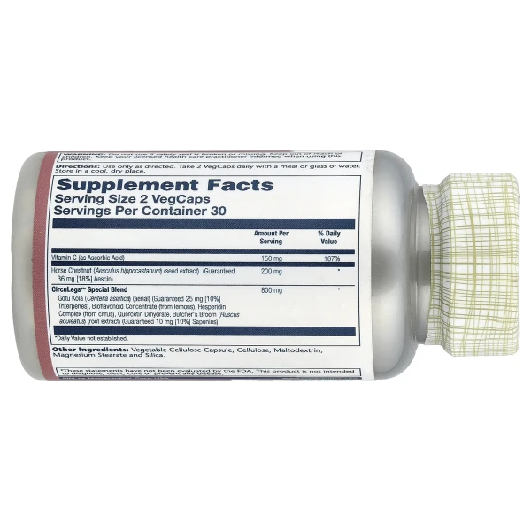 Solaray, CircuLegs, з кінським каштаном, 60 капсул VegCap
