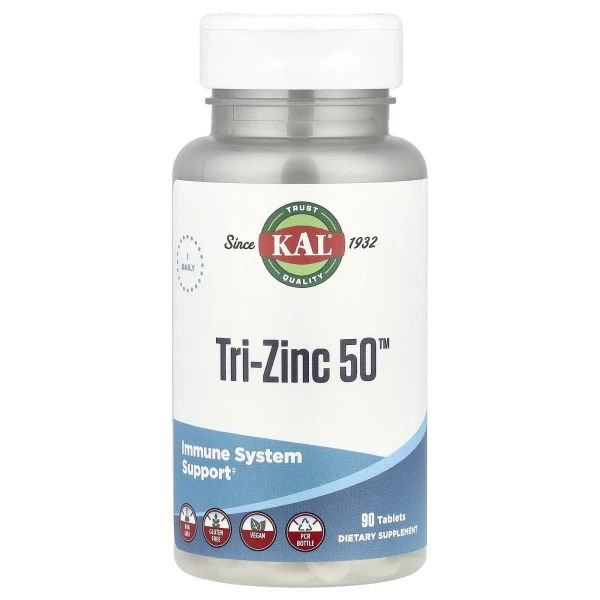 KAL, Tri-Zinc 50™, 90 таблеток (50 мг в 1 таблетці)