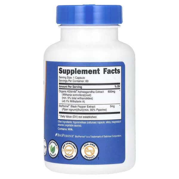 Екстракт кореня ашваганди 600 мг Nutricost (KSM-66 Ashwagandha Root Extract) 60 капсул