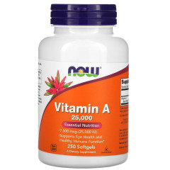 Вітамін A NOW Foods (Vitamin A) 7500 мкг (25 000 МО) 250 капсул