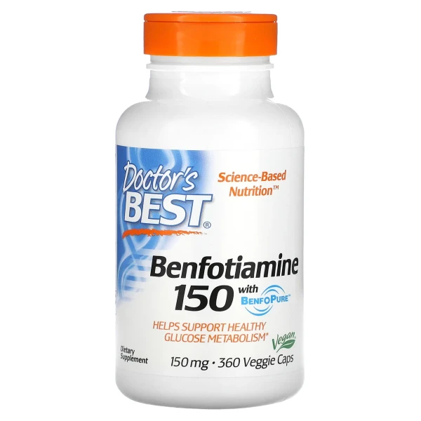 Бенфотіамін із BenfoPure Doctor's Best (Benfotiamine) 150 мг 360 веганських капсул
