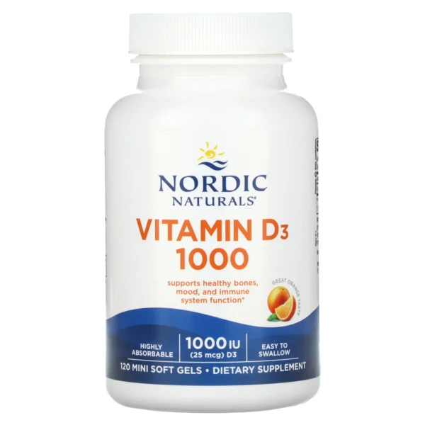 Вітамін D3 Nordic Naturals (Vitamin D3) 1000 МО 120 капсул зі смаком апельсину