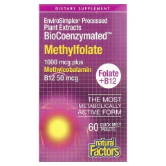 Метилфолат Natural Factors (BioCoenzymated Methylfolate) 1000 мкг 60 таблеток