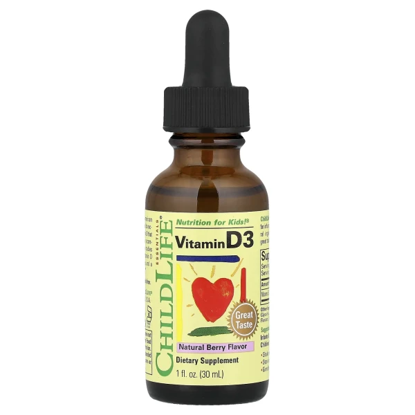 Жидкий витамин D3 ChildLife (Vitamin D3 Drops) 500 ME 30 мл со вкусом ягод