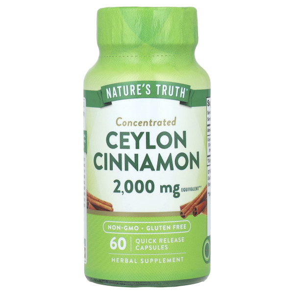 Корица цейлонская Nature's Truth (Concentrated Ceylon Cinnamon) 2000 мг 60 капсул быстрого высвобождения