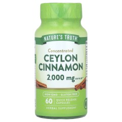 Корица цейлонская Nature's Truth (Concentrated Ceylon Cinnamon) 2000 мг 60 капсул быстрого высвобождения