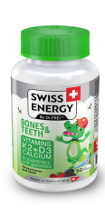 Здоров'я кісток та зубів, для дітей від 3 років, BONES &amp; TEETH Vitamins K2, D3, Calcium, Swiss Energy, без цукру, 60 жувальних цукерок