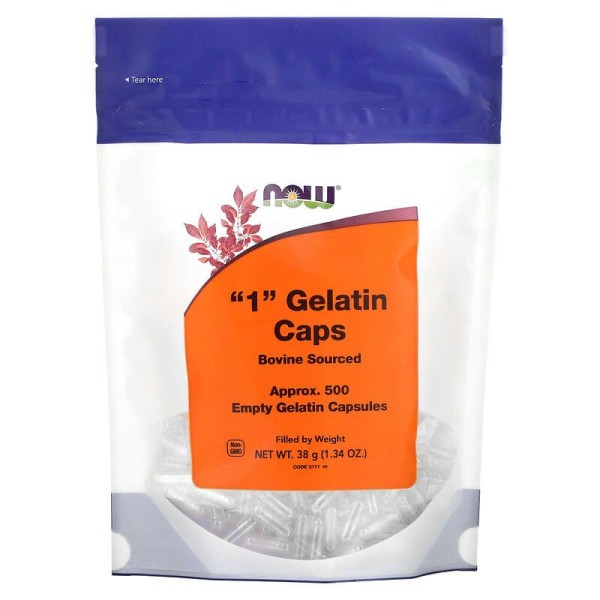 Порожні капсули Gelatin Caps, Now Foods, 500 порожніх желатинових капсул (38 г)