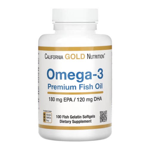 Омега-3 рыбий жир премиум California Gold Nutrition (Omega-3 Premium Fish Oil) 100 жидких капсул
