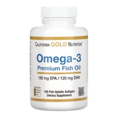 Омега-3 риб'ячий жир преміум California Gold Nutrition (Omega-3 Premium Fish Oil) 100 рідких капсул