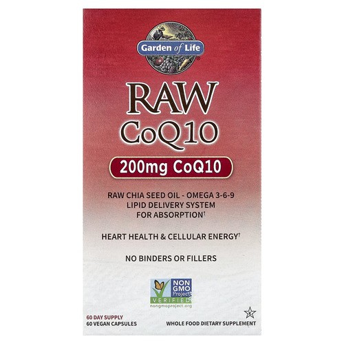 Коэнзим Q10 200 мг Garden of Life (RAW CoQ10) 60 растительных капсул