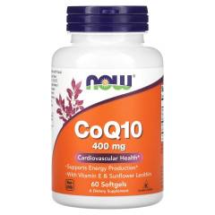 NOW Foods, коензим Q10, 400 мг, 60 капсул