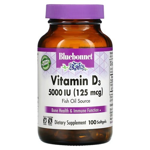 Вітамін D3 5000 МО Bluebonnet (Vitamin D3) 100 капсул