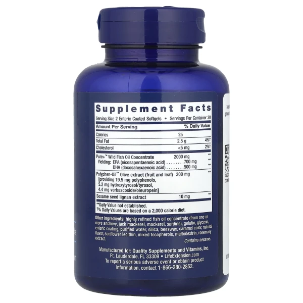 Супер Омега-3 Life Extension (Super Omega-3) 60 капсул з ентеросолюбильним покриттям