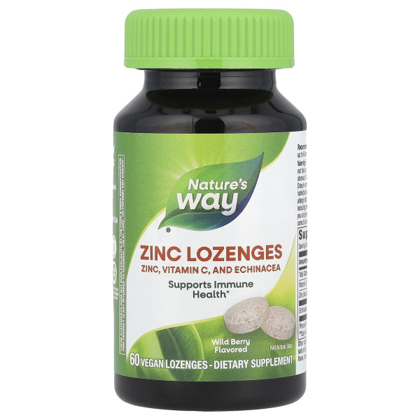 Цинк з ехінацеєю та вітаміном C Nature's Way (Zinc with Echinacea and Vitamin C) 60 льодяників з ягідним смаком