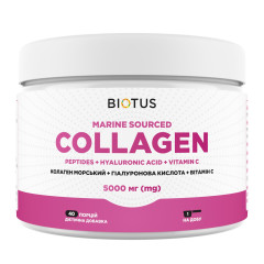 Морські колагенові пептиди з гіалуроновою кислотою та вітаміном С, Marine Sourced Collagen Peptidеs + Hyaluronic Acid + Vitamin C, Biotus, 5000 мг, 206 г